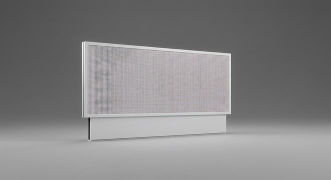 Standing Partition Panel with Mesh Fabric Material on Gray Background