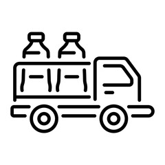 A line style icon of a water delivery truck 