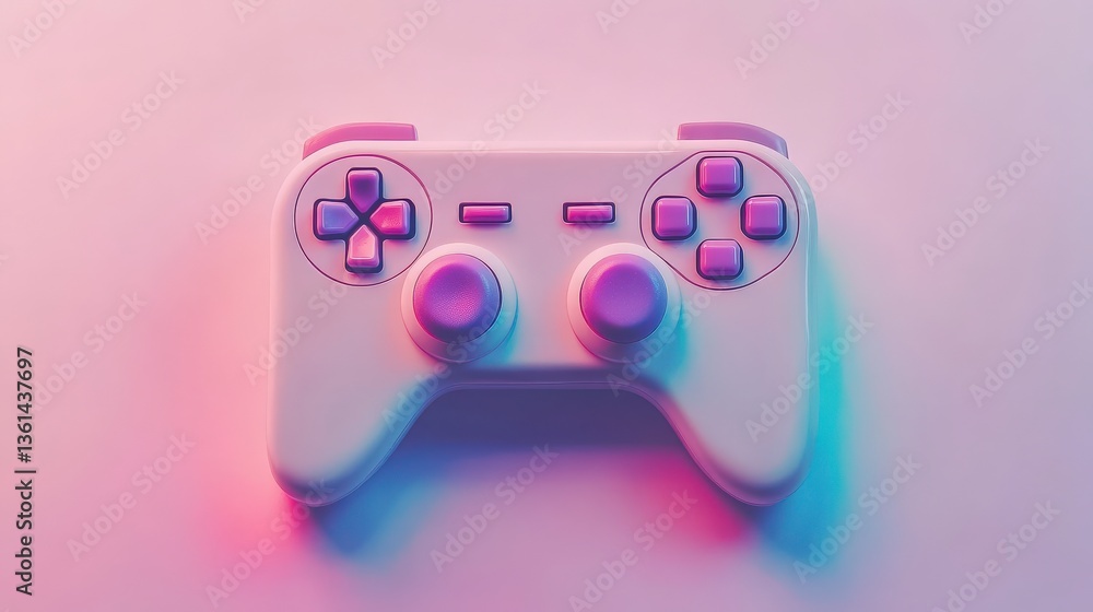 Poster colorful game controller on soft background