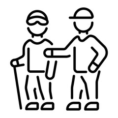 A line style icon of a volunteer doing elderly help 