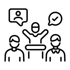 A line style icon showing volunteer support 