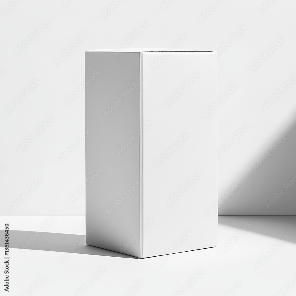 Poster Elegant Blank White Box Mockup on a Minimalist White Background with Subtle Shadows for Product Presentation 