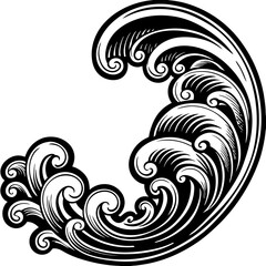 Elegant black and white floral swirl ornament design