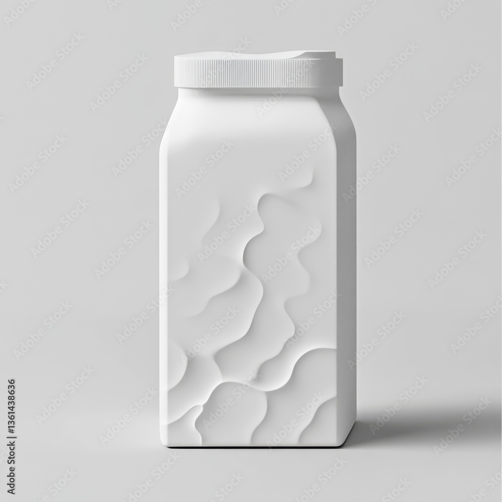 Aufkleber Elegant White Container with Textured Surface on a Neutral Background for Product Mockups and Branding.