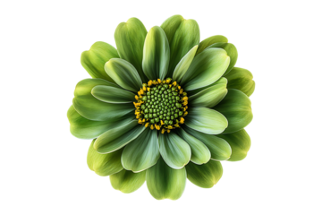 Green flower isolated on transparent background.