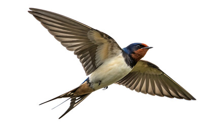 Fototapeta premium Swallow Bird in Flight Isolated on White Background as Transparent PNG. AI GENERATED