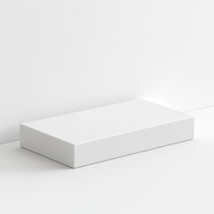 Naklejka premium Minimalist Still Life: White Rectangular Block on a White Surface against a White Wall.