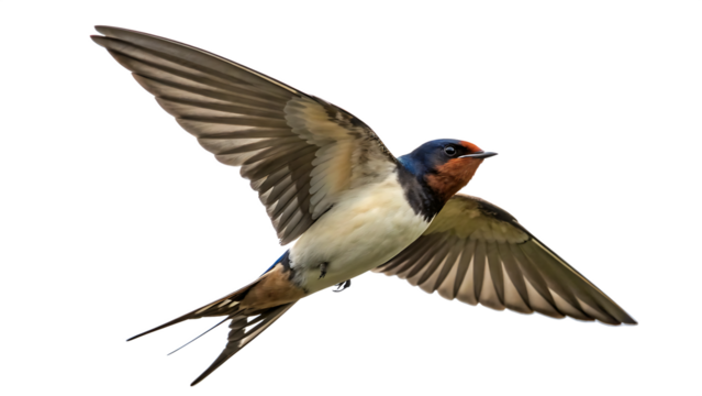 Swallow Bird in Flight Isolated on White Background as Transparent PNG. AI GENERATED