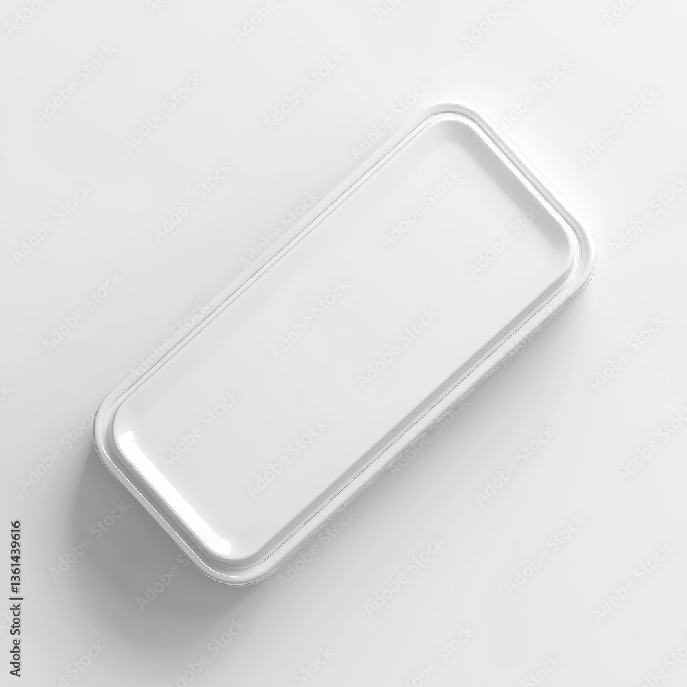 Poster minimalist white food container mockup on a clean white background for product display