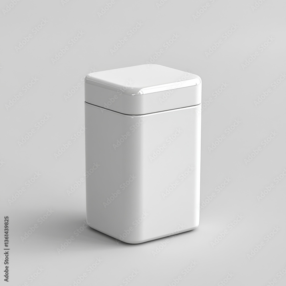 Poster minimalist white square container mockup for product presentation with clean studio lighting