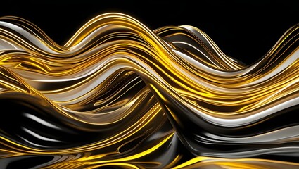 Background 3D Abstract Gold Fluid Shapes