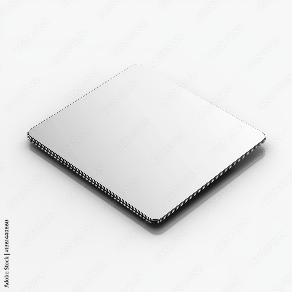 Leinwandbilder sleek and modern: a silver square object displayed on a clean white background with subtle shadows