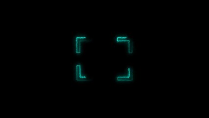 Scan QR code to loop neon bright cyan color 4k illustration on black background.