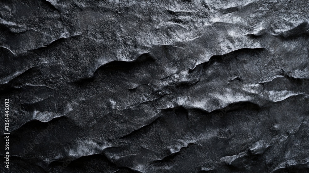 Poster textured black stone surface with rough abstract patterns