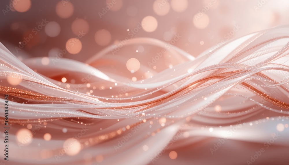 Aufkleber abstract wavy lines with sparkling bokeh in soft pastel tones