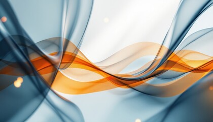 Naklejka premium Abstract flowing waves of blue and orange light with subtle particles