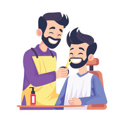 Haircut session with smile Vector Style illustration. Eps 10 File 
