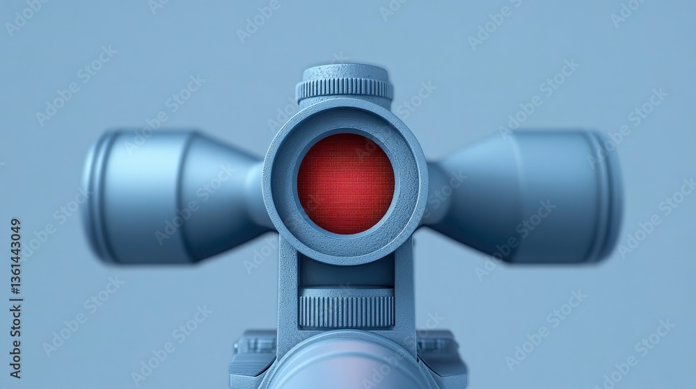 Poster minimalist hud display with red reticle on white background