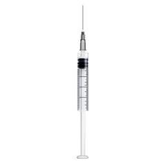 Empty syringe for injection isolated on a clean transparent background ready for medical use, empty syringe for injection isolated on transparent background