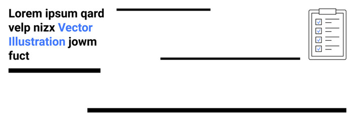 Clipboard with detailed checklist and horizontal text lines for emphasizing organization. Ideal for task management, project planning, education, productivity, presentations, reports, and simple