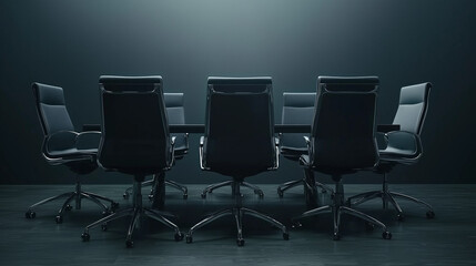 Obraz premium Boardroom's Aura: A modern boardroom arrangement, exuding an aura of sophistication and preparation, setting the stage for strategic discussions and important decisions.