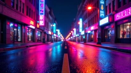neon long street at night