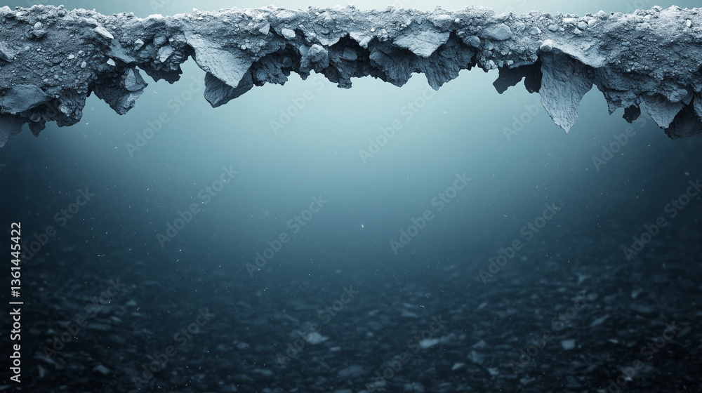 Poster hidden world: a stark yet beautiful image revealing an unseen icy structure against a textured, cool