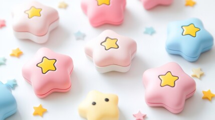 Cute Star Badges on a White Background