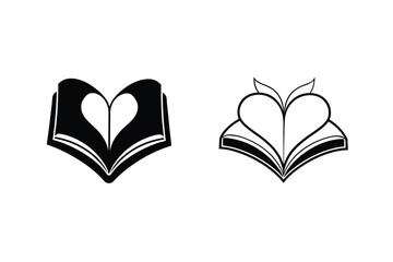 Open Book Heart Shape Design, Love Reading, Bookworm Symbol