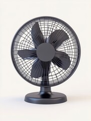Black Electric Desk Fan on White Background