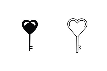 Heart Shaped Keys Love, Romance, Symbol, Icon, Design, Vector, Graphic, Illustration, Black, White