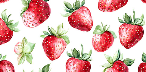 Watercolor painting of juicy strawberries on a white background. Perfect for summer recipes or fresh fruit designs.