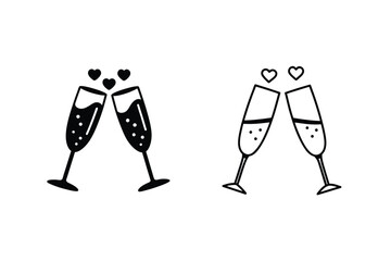 Celebrating Love Champagne Toasting, Romantic Icon, Couple, Cheers