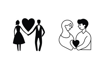 Couple Love Icons Romance, Relationship, Partnership, Affection, Heart