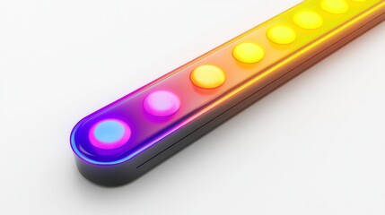 Neon Loading Bar with Vibrant Colors on White Background