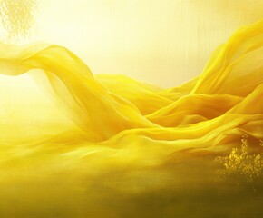 Obraz premium Golden fabric: A luxurious yellow fabric flows, swirling with elegance and grace, creating a sense of opulence and movement in a dreamlike ambiance.