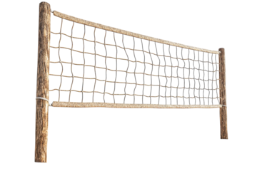 A Rustic Volleyball Net, Strung Between Weathered Wooden Posts, Ready For A Spirited Game On A Sunny Beach Or Playful Backyard Competition, Showcasing Its Simple, Natural Design Isolated on Transparen