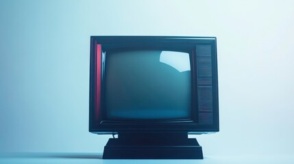 Retro TV with Static on a White Background