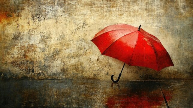 red umbrella in the rain