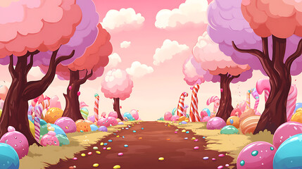 Candyland Adventure - 2D Sweet Game Background
