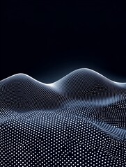 Abstract Waves of Dotted Lights on Dark Background for Digital Design
