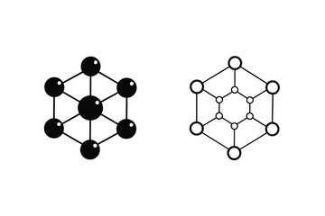 Molecular Structure Diagrams Filled and Outline Hexagonal Carbon Atoms