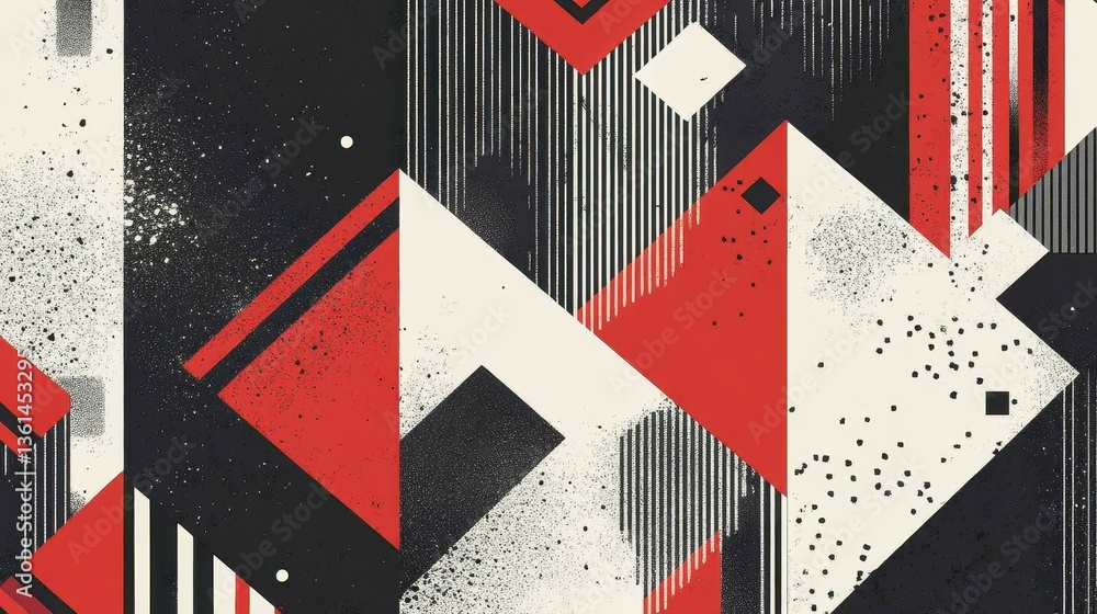 Poster geometric harmony: an artistic abstract composition in vibrant hues. sharp lines, shapes, and patter