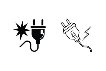 Electrical Plug Icons Power, Energy, Connection, Safety, Hazard