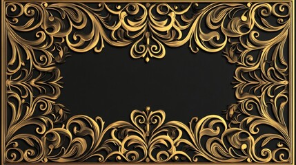 Elegant Golden Antique Border Design