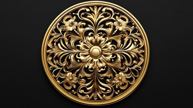 Classic Gold Medallion with Floral Filigree Design