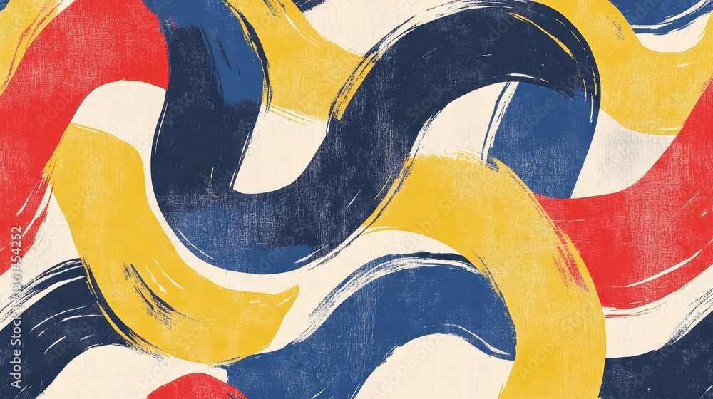 Poster abstract brushstroke waves: dynamic abstract artwork featuring flowing, overlapping brushstrokes in 