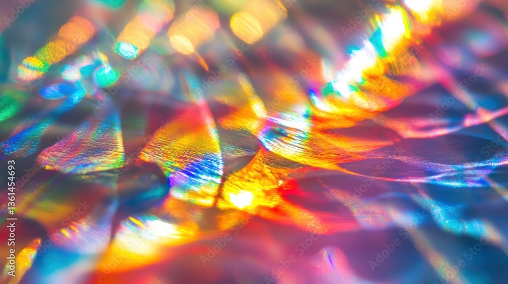 Poster chromatic symphony: a captivating display of light, refracted through a prism or crystal, creating a