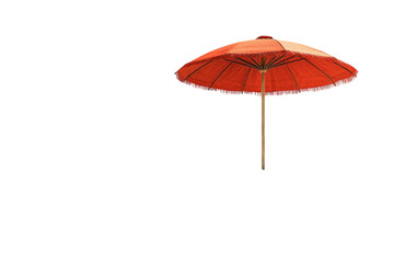 Obraz premium A Vibrant Orange Parasol, Perfect For A Summer Beach Day, Offering Shade And Style With A Fringed Edge And Simple Wooden Pole Isolated on Transparent Background