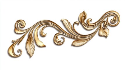 Elegant Gold Decorative Flourish with Swirling Curves